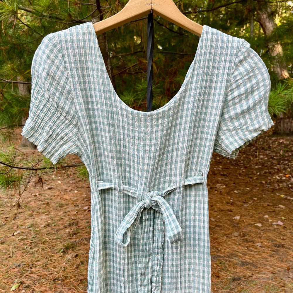 90s Blondie And Me Gingham Seersucker Midi Dress Coquette Cottagecore Pastel
